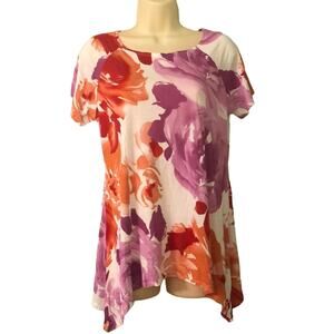 Marco New York Colorful Knit Top Woman Size Medium Tunic Sharkbite Hem
